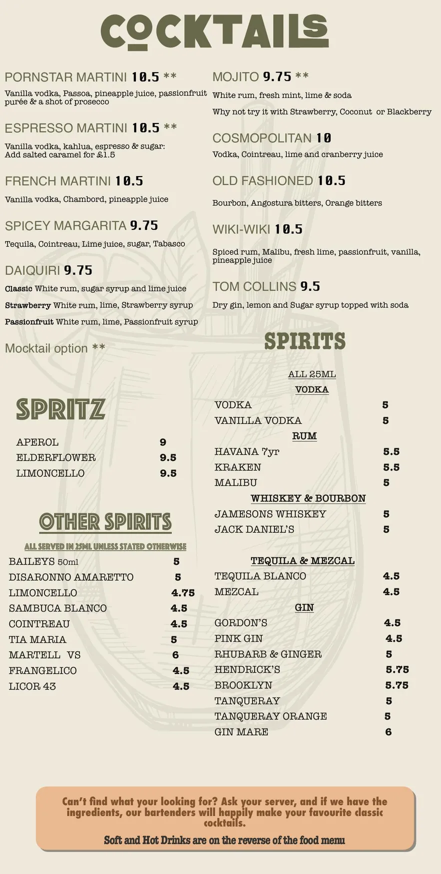 Trunk Lounge menu, page 4