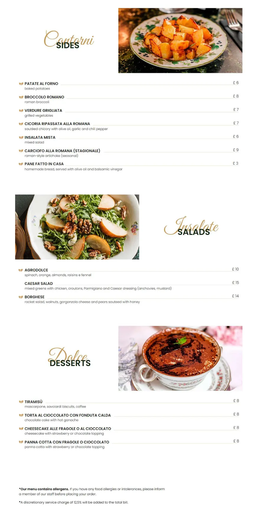 Agrodolce London menu, page 3