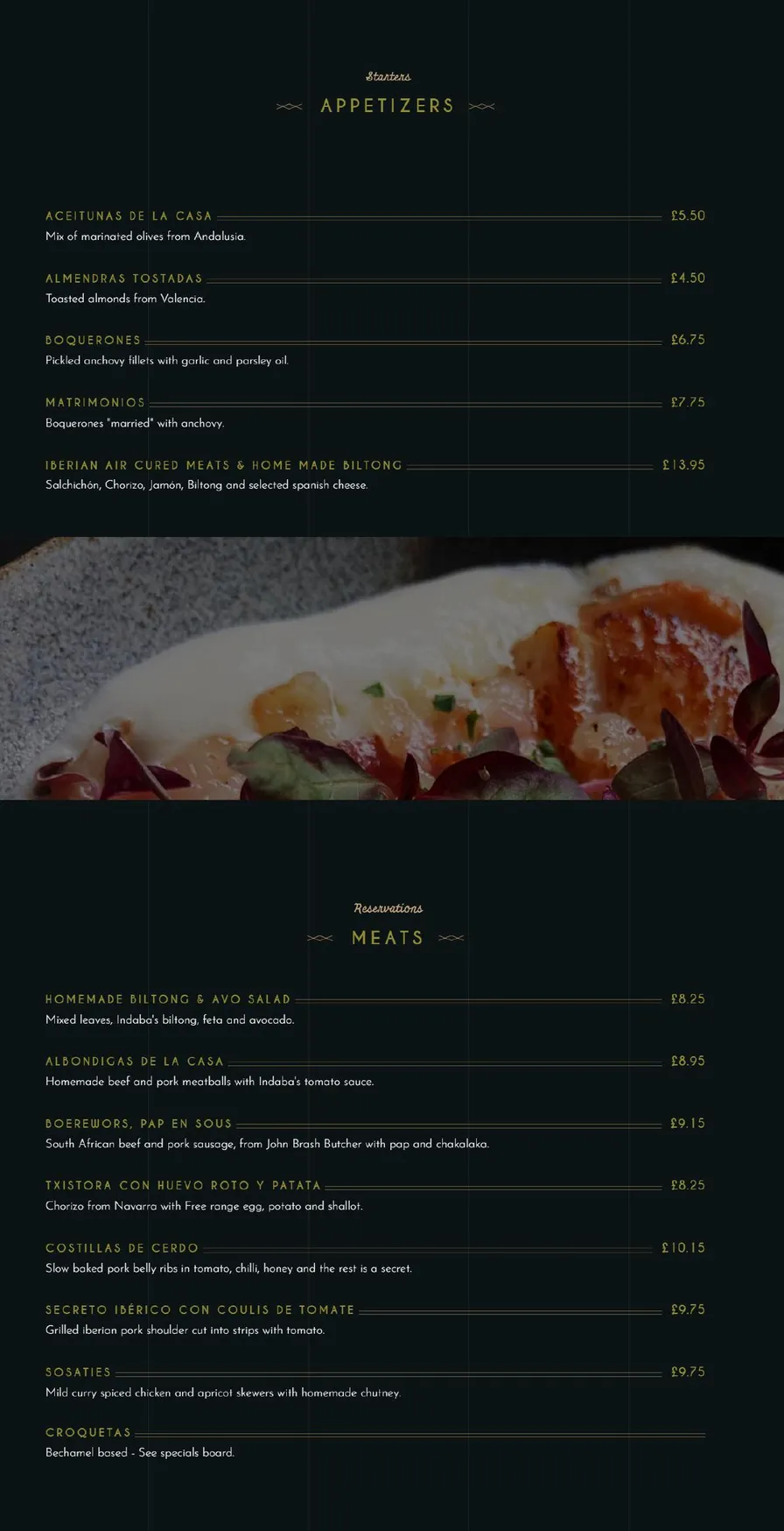 Indaba menu, page 1