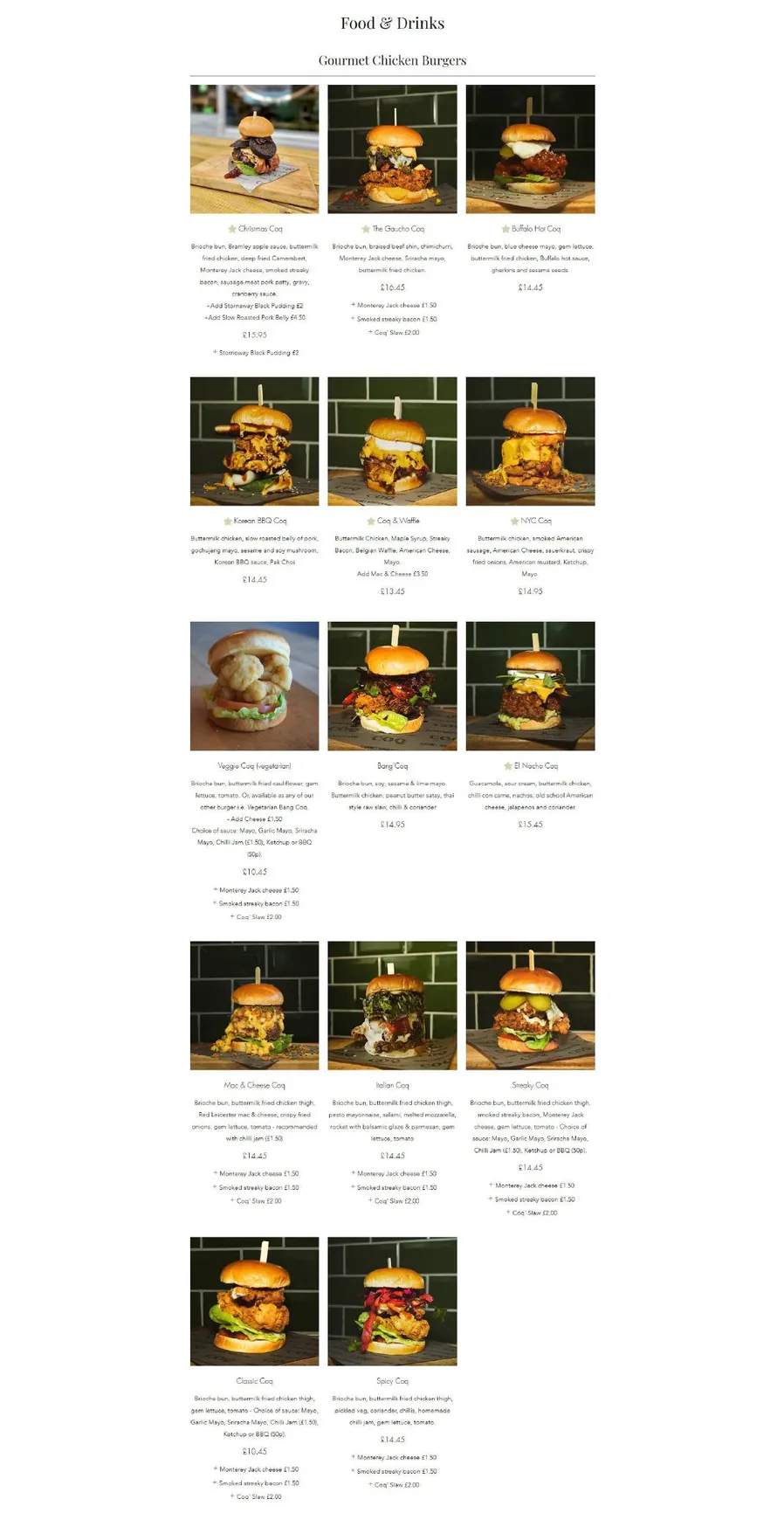 Coq menu, page 1