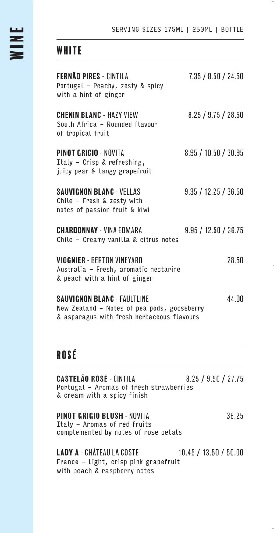 Bill's Hammersmith menu, page 9