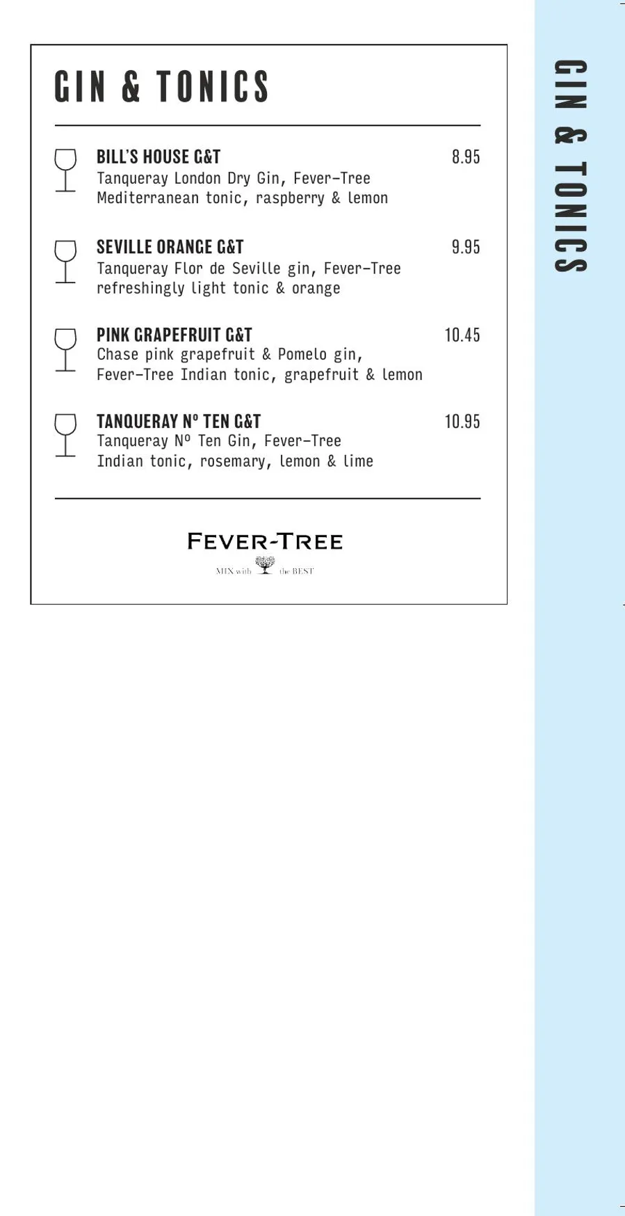 Bill's Hammersmith menu, page 8