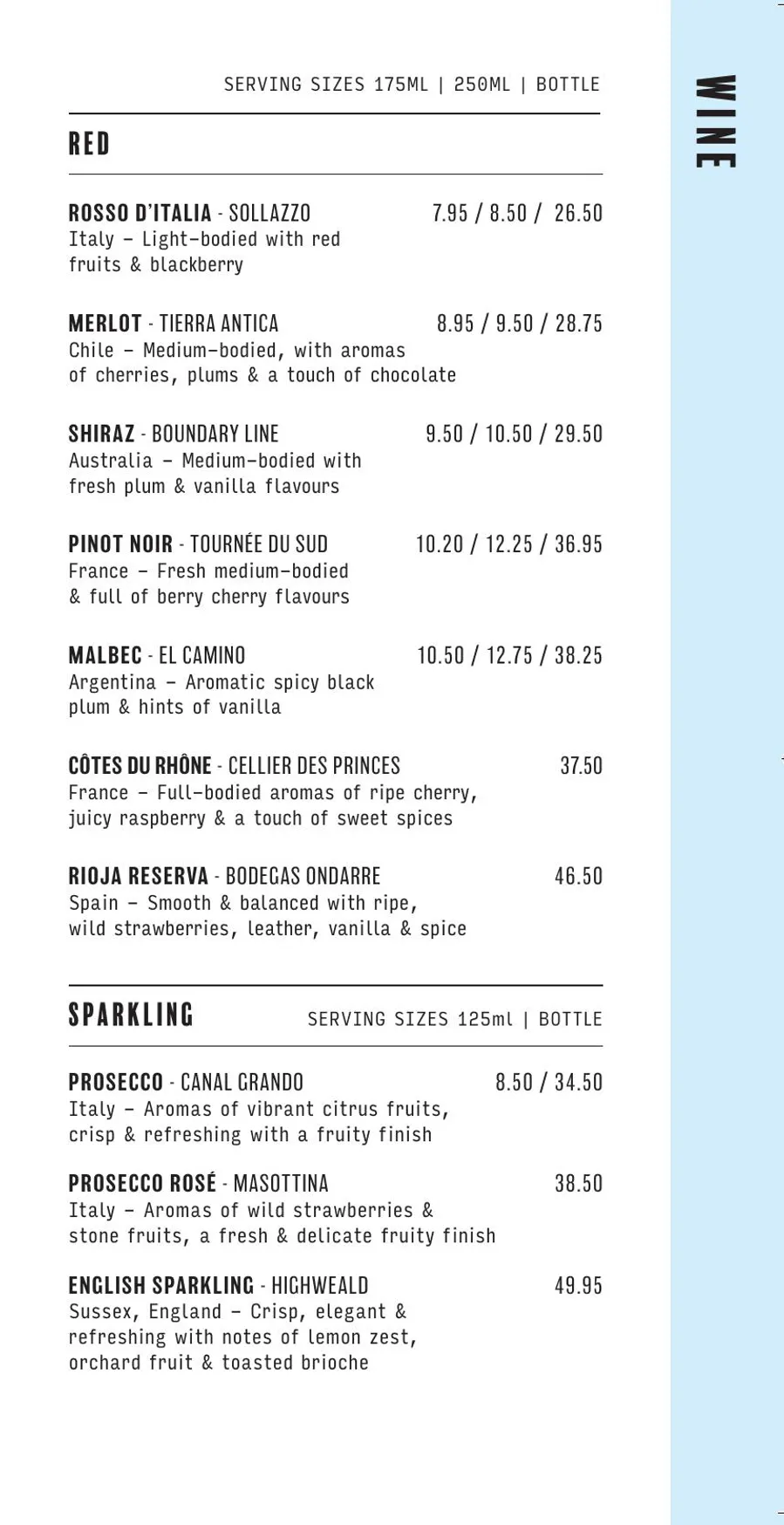 Bill's Hammersmith menu, page 10