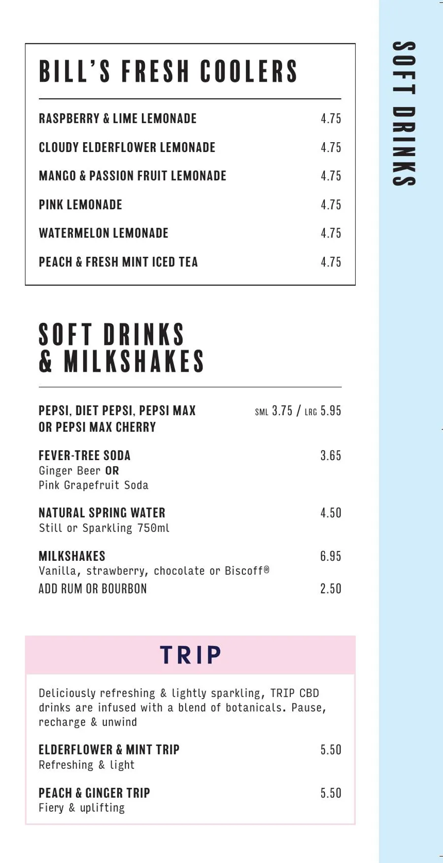 Bill's Hammersmith menu, page 14