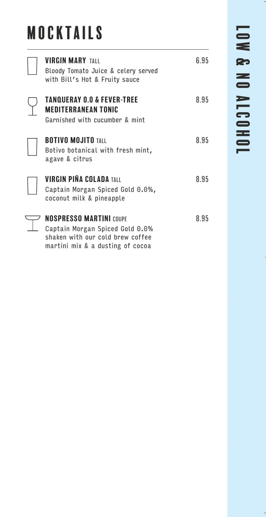 Bill's Hammersmith menu, page 12