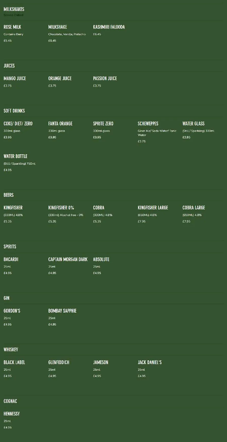 Sagar menu, page 9