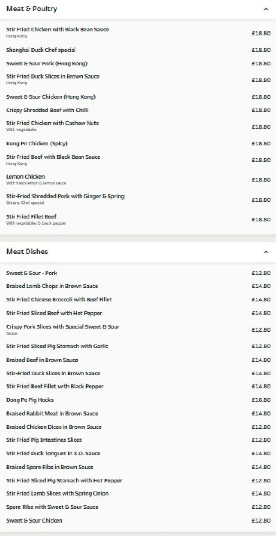 Oriental Dragon menu, page 4