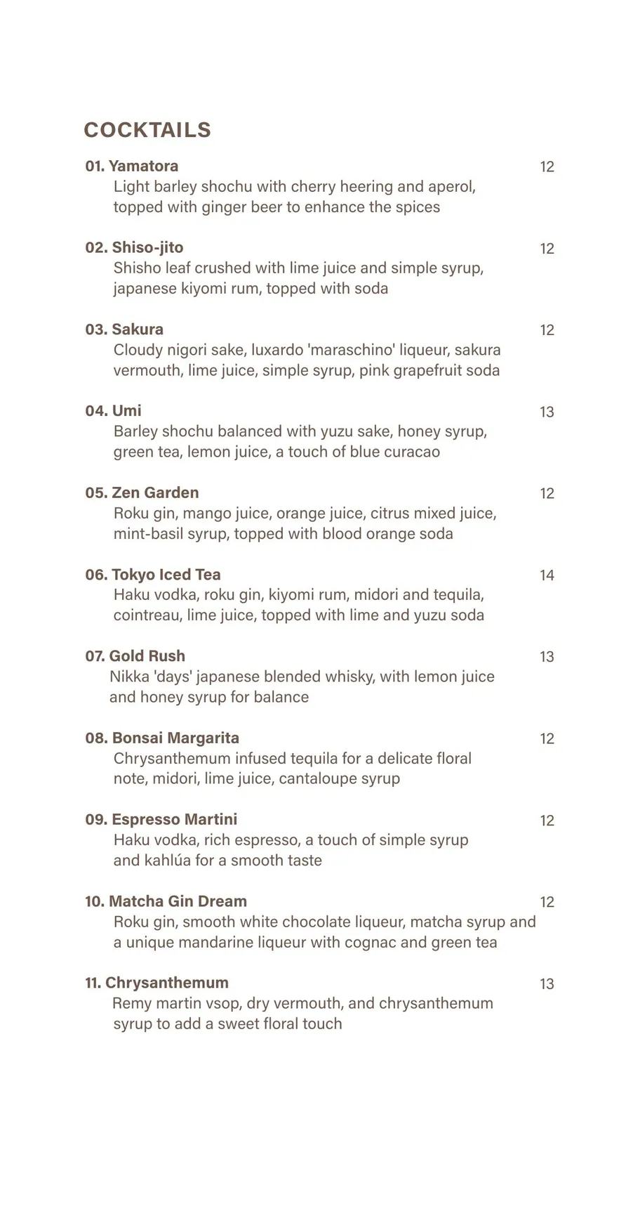 Yamatora menu, page 13