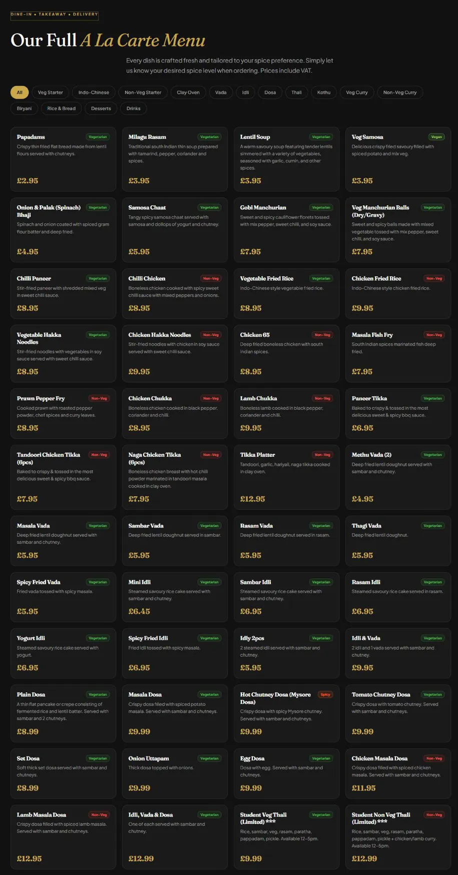 Dosapark menu, page 1