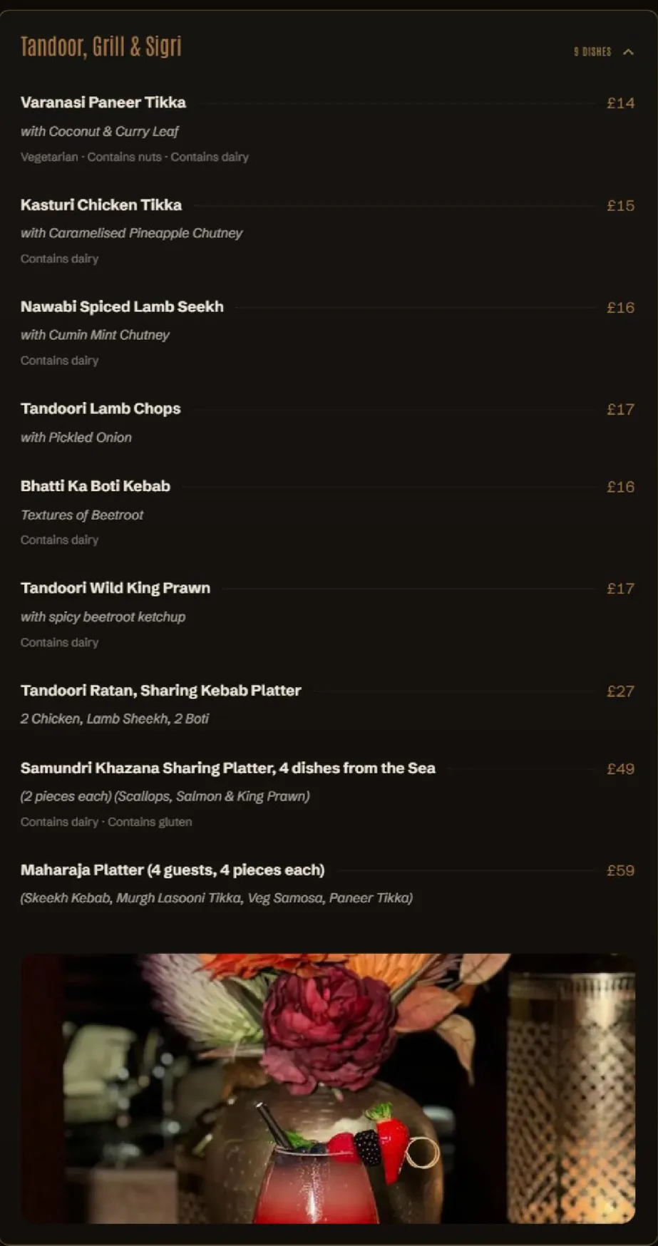 Varanasi menu, page 2