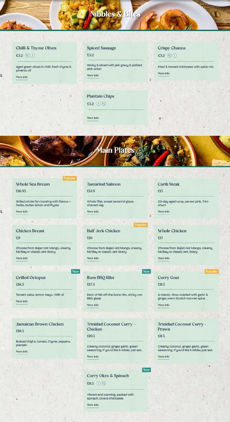 Turtle Bay menu, page 1
