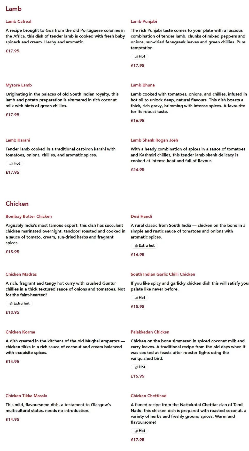 Madras Cafe menu, page 5