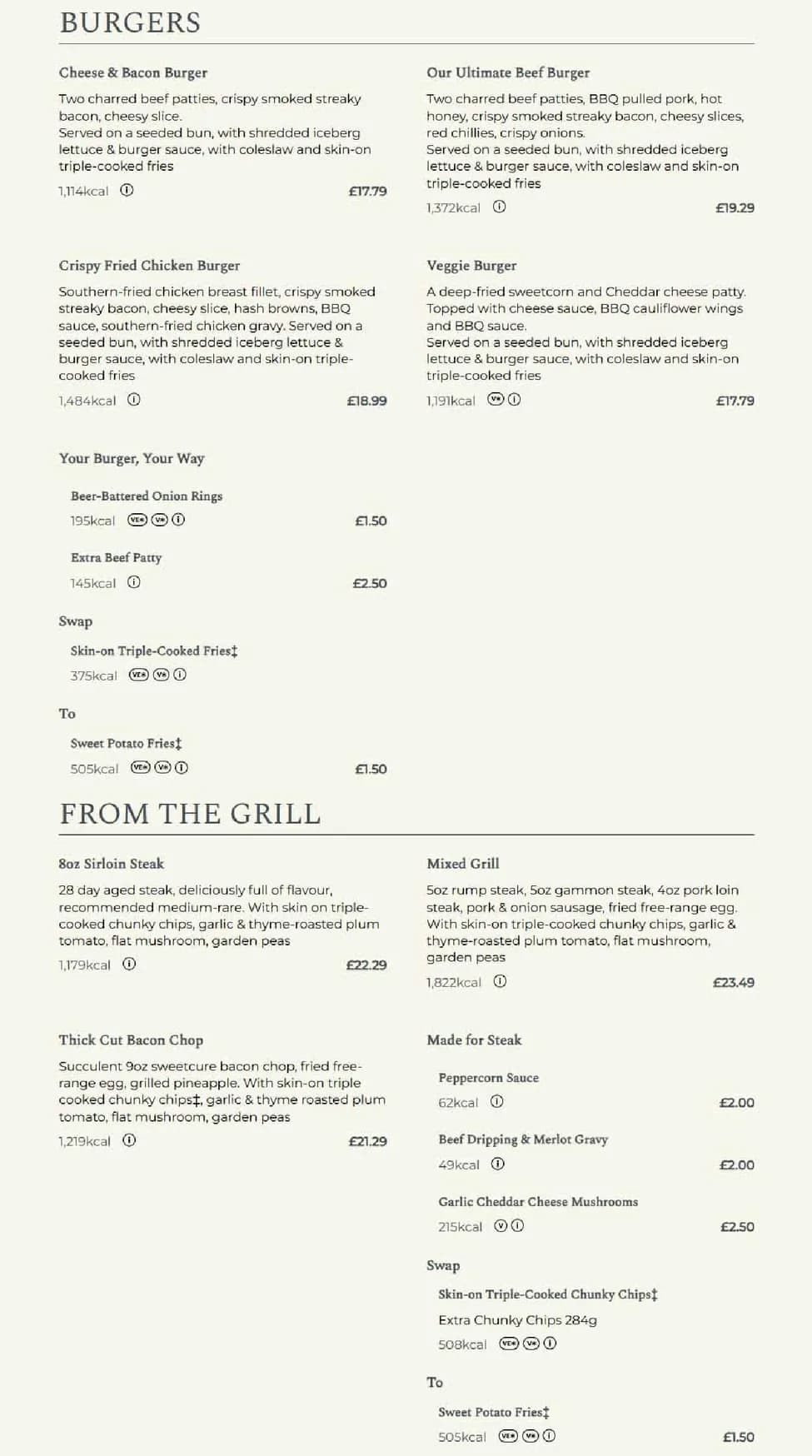 The Folly menu, page 3