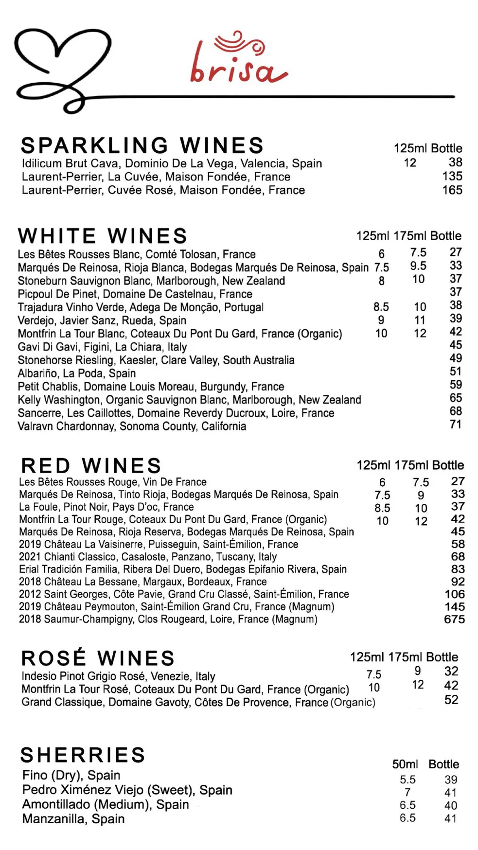 Brisa Tapas & Bar menu, page 2