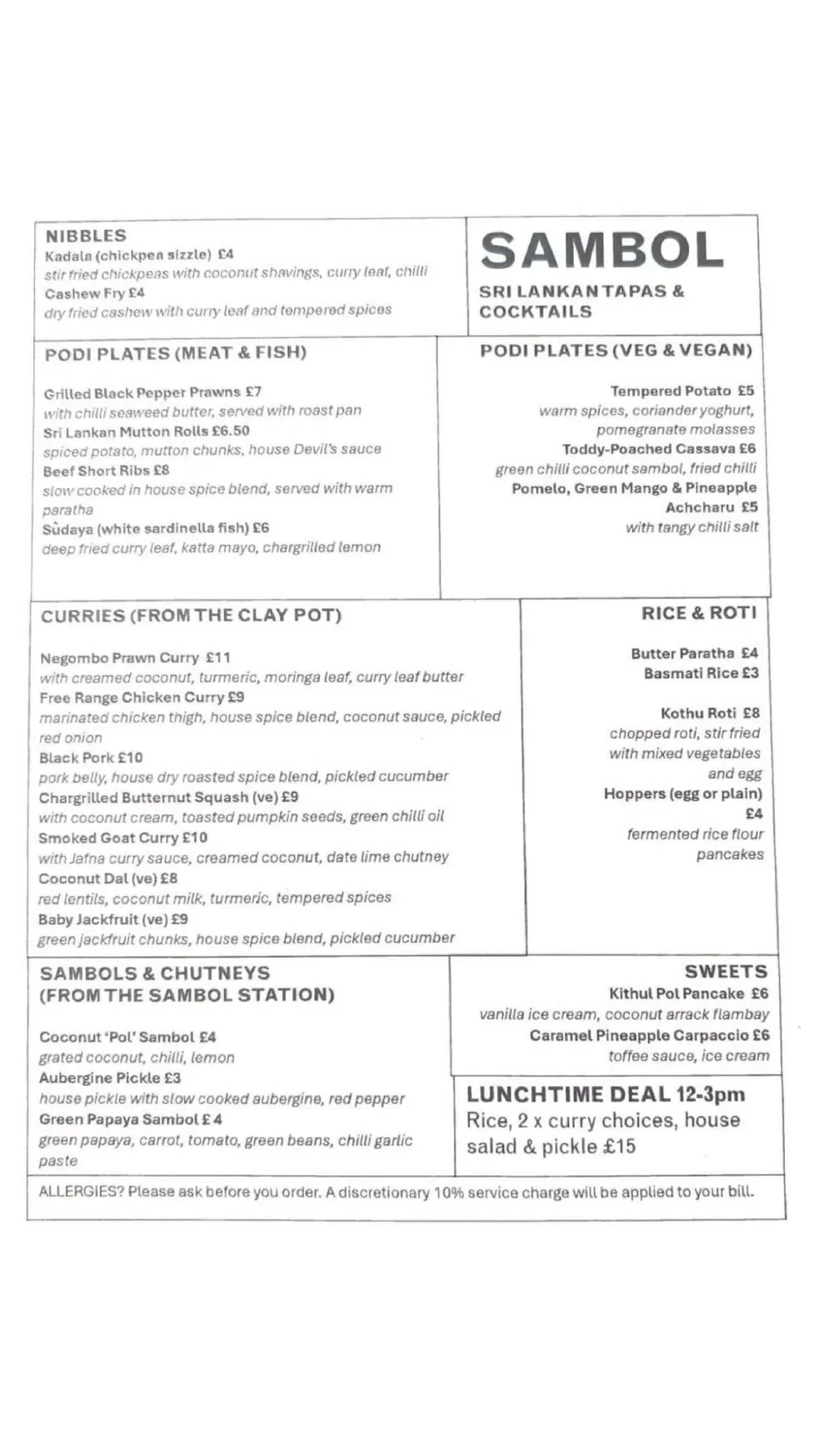 Sambol menu, page 1