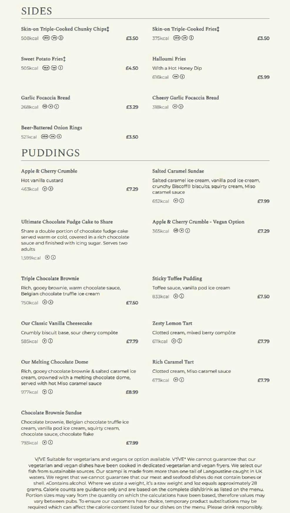 The Folly menu, page 4
