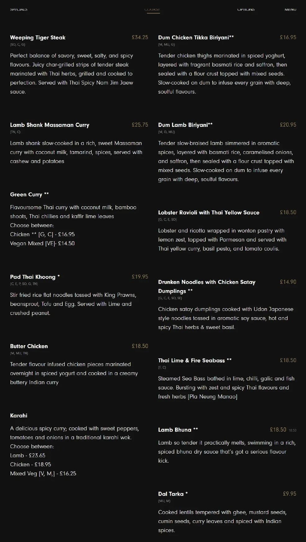 Vermilion menu, page 4