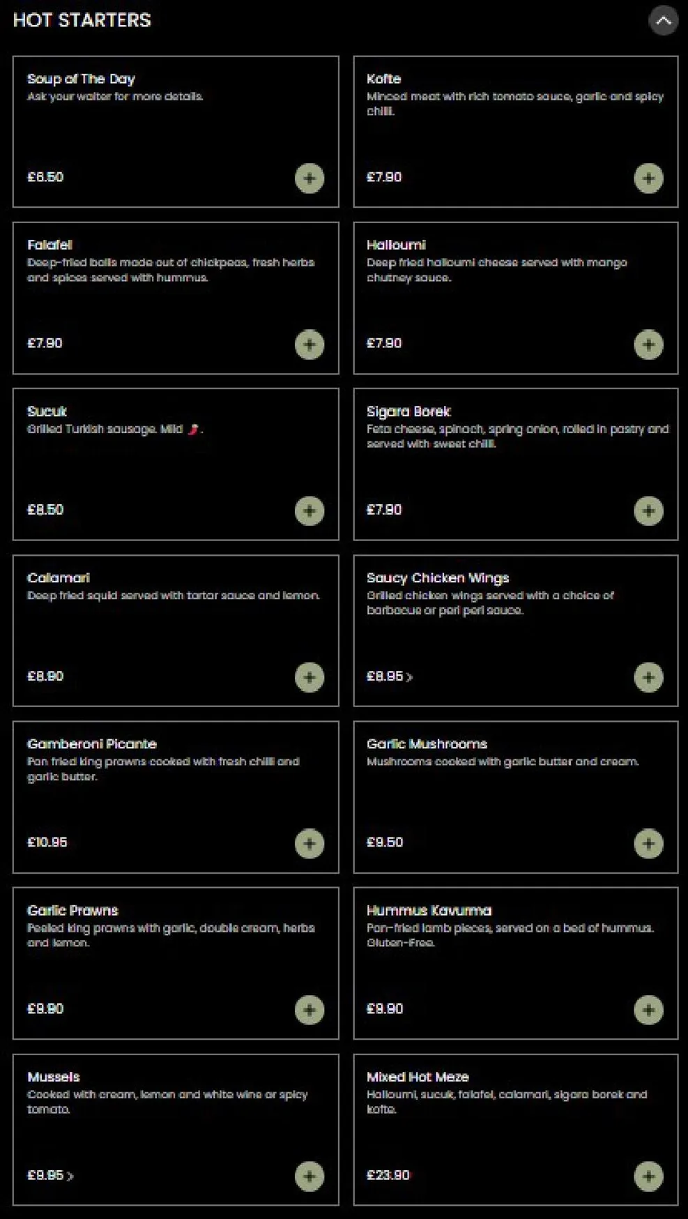 Omnia menu, page 2