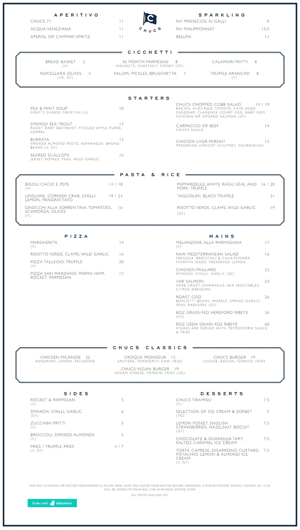 Chucs Westbourne Grove menu, page 3