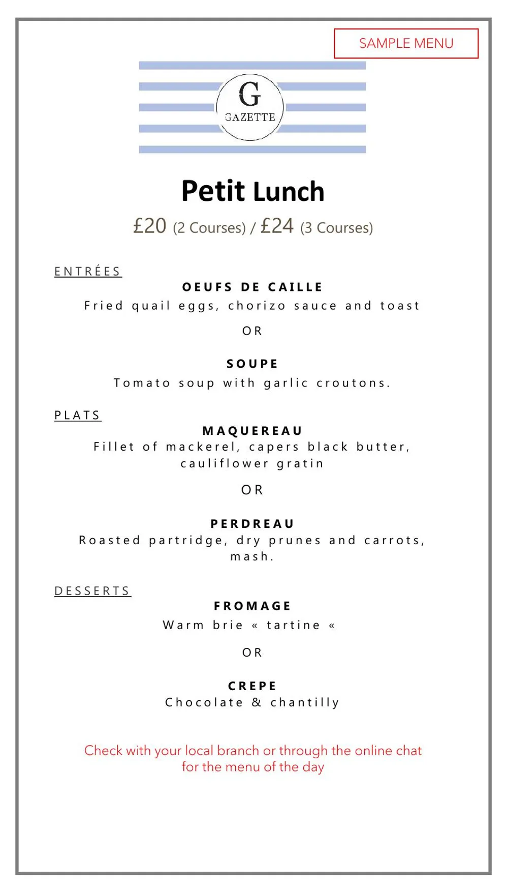 Gazette menu, page 7