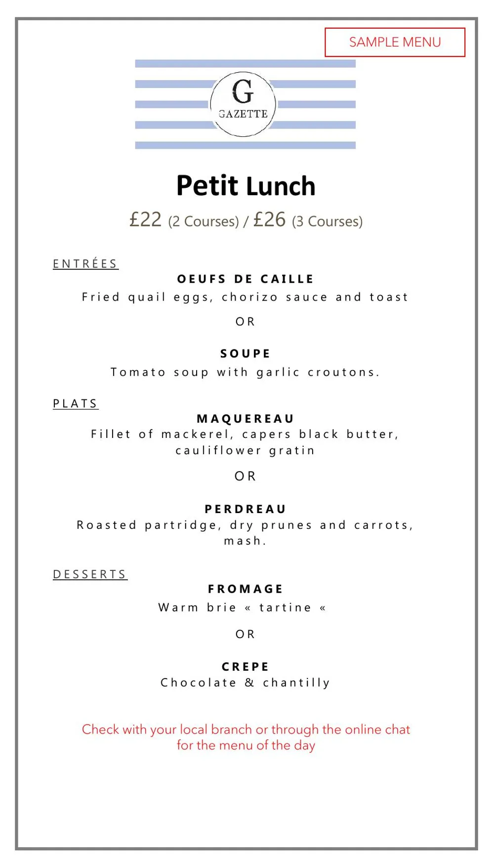 Gazette menu, page 7