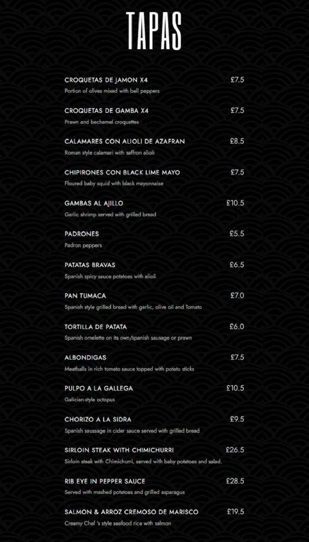 Bar 61 menu, page 1