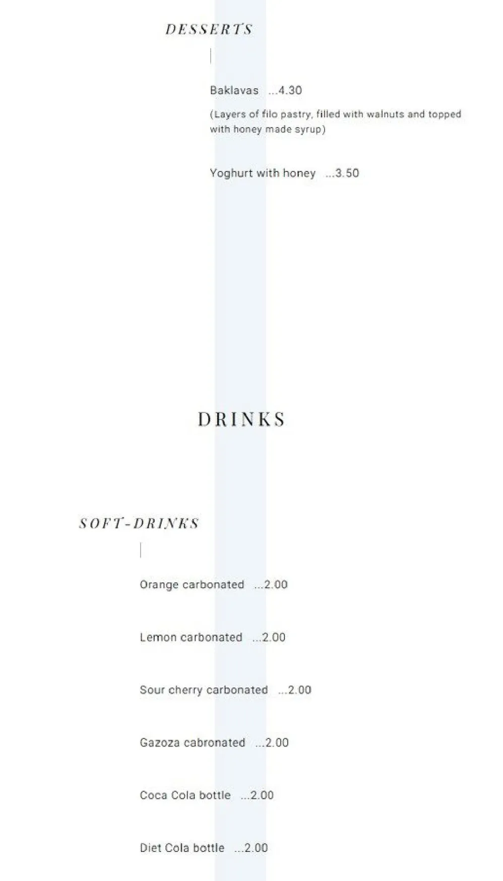 The Athenian Tree menu, page 5